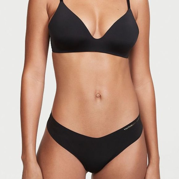 VS XXL SEXY ILLUSIONS BY VICTORIA'S SECRET No-Show Thong Panty Black NWT - Picture 2 of 12